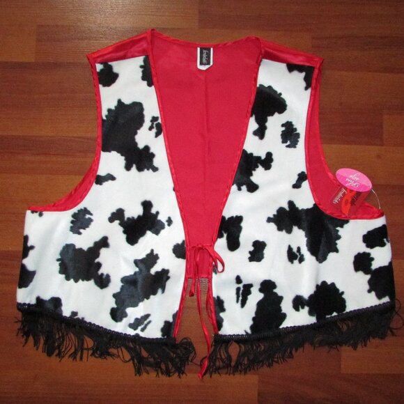 Fredericks of Hollywood Cow Print Fringed Vest - 2X - NEW - Picture 1 of 4